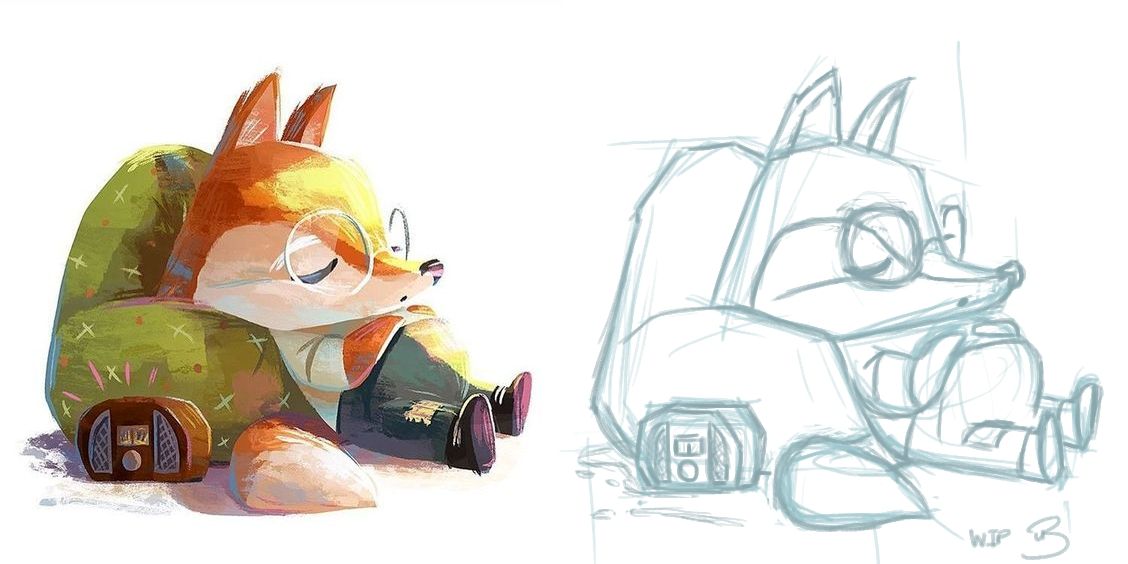 Master Study Sketch -Fox and His Luggage Aug 24th 2019.jpg