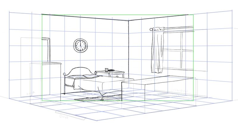 Drawing A Living Room In One Point Perspective | Timelapse : r/painting